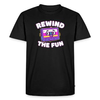 Rewind The Fun Cassette - Men's Premium Organic T-Shirt - black - Front - Nico (187cm)