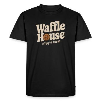 Waffle House – Croustillant et Chaud - T-shirt Premium bio Homme - noir - Devant - Nico (187cm)