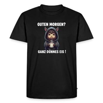 Morgenmuffel Alpaka Humor – Ganz Dünnes Eis - Men's Premium Organic T-Shirt - black - Front - Nico (187cm)