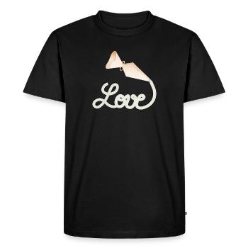 Piping bag writes "Love" – sweet decoration motif - Men's Premium Organic T-Shirt - black - Front - Nico (187cm)