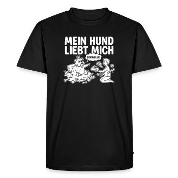 T-shirt chien pour hommes - Mon chien m’adore dire - T-shirt Premium bio Homme - noir - Devant - Nico (187cm)