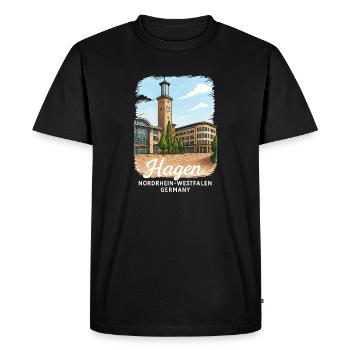 Hagen, Rhénanie-du-Nord-Westphalie - T-shirt Premium bio Homme - noir - Devant - Nico (187cm)