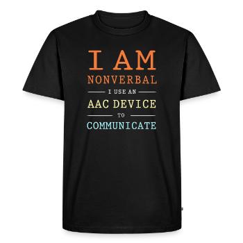 AAC Communication SLP Langue des signes - T-shirt Premium bio Homme - noir - Devant - Nico (187cm)