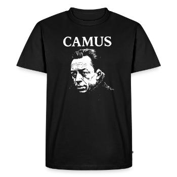 Albert Camus Existential Noir Portrait - Men's Premium Organic T-Shirt - black - Front - Nico (187cm)