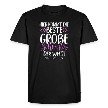 Here comes the best big sister in the world - Men's Premium Organic T-Shirt - black - Front - Nico (187cm)