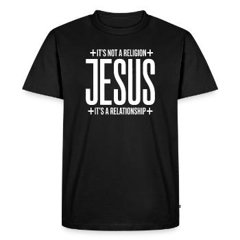 Jesus: It's a Relationship Not a Religion - Men's Premium Organic T-Shirt - black - Front - Nico (187cm)