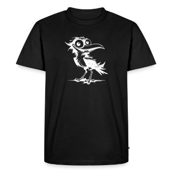 Oiseau drôle de flutterman avec un sourire aux lèvres - T-shirt Premium bio Homme - noir - Devant - Nico (187cm)