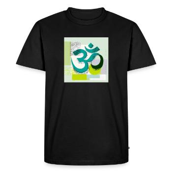 Signe OM moderne – Art abstrait du yoga - T-shirt Premium bio Homme - noir - Devant - Nico (187cm)