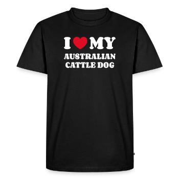 J’adore mon propriétaire de chien de bétail australien - T-shirt Premium bio Homme - noir - Devant - Nico (187cm)