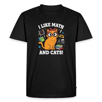 I Like Math And Cats Funny Motif Teacher - Men's Premium Organic T-Shirt - black - Front - Nico (187cm)