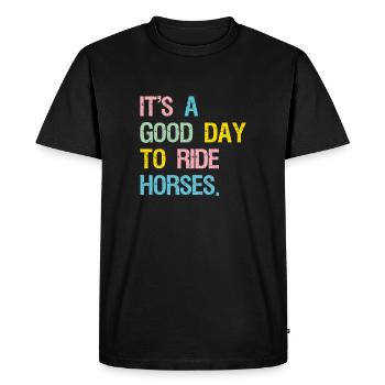 C’est un bon jour pour monter à cheval - T-shirt Premium bio Homme - noir - Devant - Nico (187cm)