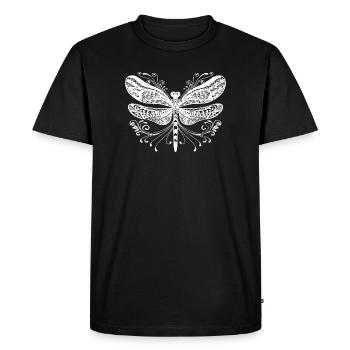 Cute Boho Dragonfly With Flourishes  - Men's Premium Organic T-Shirt - black - Front - Nico (187cm)