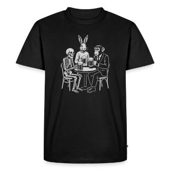 Pub Night Trio: Skeleton Rabbit and monkey - Men's Premium Organic T-Shirt - black - Front - Nico (187cm)