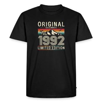 33e anniversaire Original Décembre Né en 1992 - T-shirt Premium bio Homme - noir - Devant - Nico (187cm)