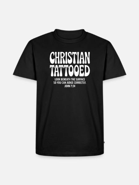 Christian Tattooed Verse Typography - Men's Premium Organic T-Shirt - black