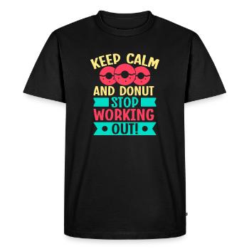 Passionnés de fitness Restez calmes Donut Stop les calisténiques - T-shirt Premium bio Homme - noir - Devant - Nico (187cm)