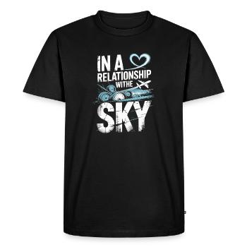 In a relationship with the sky airplane - Men's Premium Organic T-Shirt - black - Front - Nico (187cm)