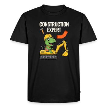 Construction worker Dino - Men's Premium Organic T-Shirt - black - Front - Nico (187cm)