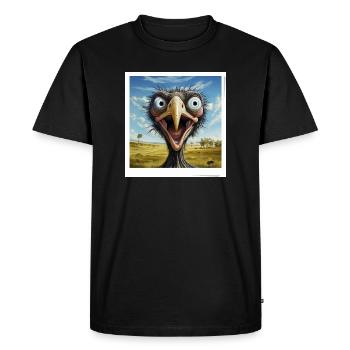 Visage d’autruche bizarre dans la savane - T-shirt Premium bio Homme - noir - Devant - Nico (187cm)