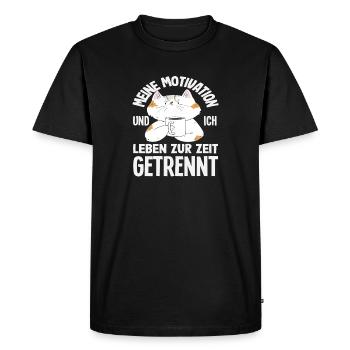 Chat drôle sans motivation - T-shirt Premium bio Homme - noir - Devant - Nico (187cm)