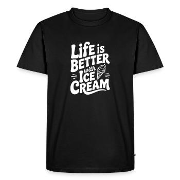 Life is Better with Cream - Men's Premium Organic T-Shirt - black - Front - Nico (187cm)