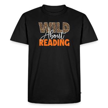 Wild About Reading Jungle Animal Book Lover Gift - Men's Premium Organic T-Shirt - black - Front - Nico (187cm)
