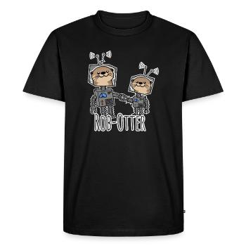 Rob-Otter - Otter robot for technology and animal fans - Men's Premium Organic T-Shirt - black - Front - Nico (187cm)
