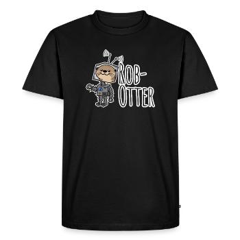 Rob-Otter - Half Otter Half Robot Flat Joke! - Men's Premium Organic T-Shirt - black - Front - Nico (187cm)