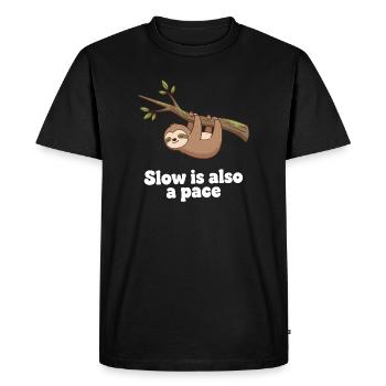 Slow is also a pace - Men's Premium Organic T-Shirt - black - Front - Nico (187cm)