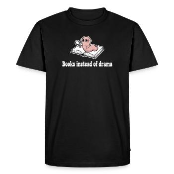 Livres au lieu de drame : Ver à la loupe - T-shirt Premium bio Homme - noir - Devant - Nico (187cm)