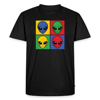 Aliens Pop Art Pop Art Alien Heads Alien Faces - Men's Premium Organic T-Shirt - black - Front - Nico (187cm)