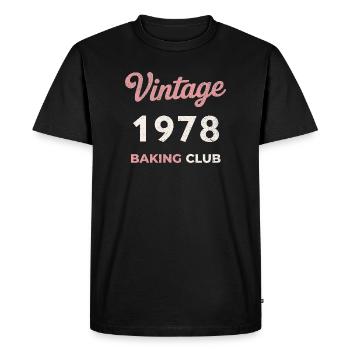 Millésime 1978 – Année de naissance rétro du Baking Club - T-shirt Premium bio Homme - noir - Devant - Nico (187cm)