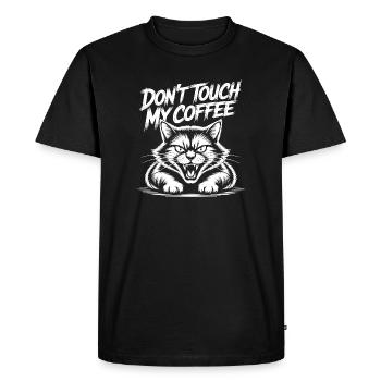 Ne touche pas, ma photo de chat au café - T-shirt Premium bio Homme - noir - Devant - Nico (187cm)