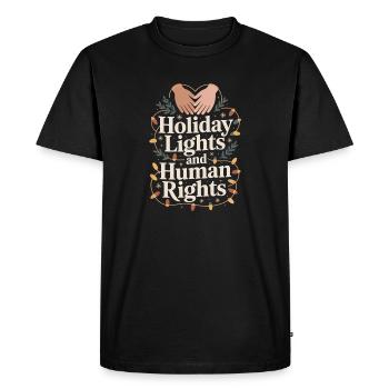 Holiday Lights and Human Rights - Men's Premium Organic T-Shirt - black - Front - Nico (187cm)