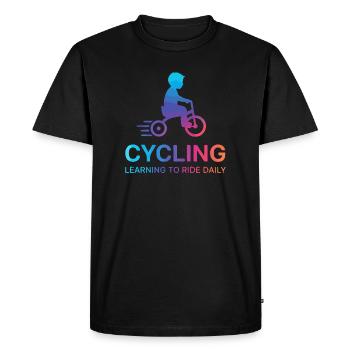 Kid Child Cycling Learner - Men's Premium Organic T-Shirt - black - Front - Nico (187cm)