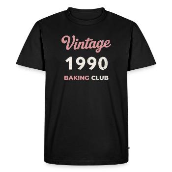 Vintage 1990 – Année de naissance rétro du Baking Club - T-shirt Premium bio Homme - noir - Devant - Nico (187cm)