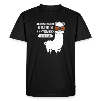September Geburtstag Alpaka Spruch Lustig - Männer Premium Bio T-Shirt - Schwarz - Vorne - Nico (187cm)