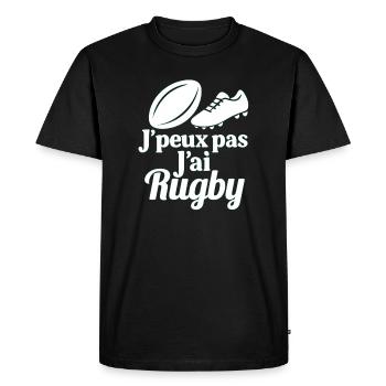 J'peux pas j'ai Rugby - T-shirt Premium bio Homme - noir - Devant - Nico (187cm)