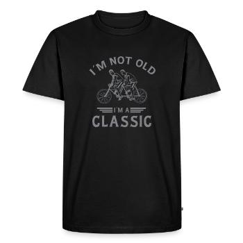 Design de l’expression classique du cycliste en tandem vintage - T-shirt Premium bio Homme - noir - Devant - Nico (187cm)