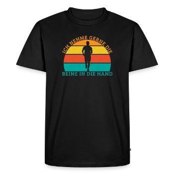 Running Likes to take hands in hands Runners - Men's Premium Organic T-Shirt - black - Front - Nico (187cm)