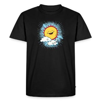 Soleil souriant au-dessus des nuages - T-shirt Premium bio Homme - noir - Devant - Nico (187cm)
