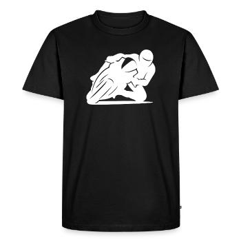 Silhouette minimaliste de moto de course - T-shirt Premium bio Homme - noir - Devant - Nico (187cm)