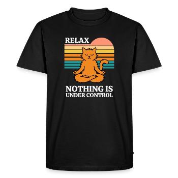 Détends-toi, rien n’est sous contrôle Méditation du chat - T-shirt Premium bio Homme - noir - Devant - Nico (187cm)