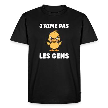 J'aime pas les gens canard - T-shirt Premium bio Homme - noir - Devant - Nico (187cm)