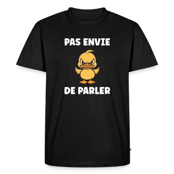 Pas envie de parler Canard - T-shirt Premium bio Homme - noir - Devant - Nico (187cm)