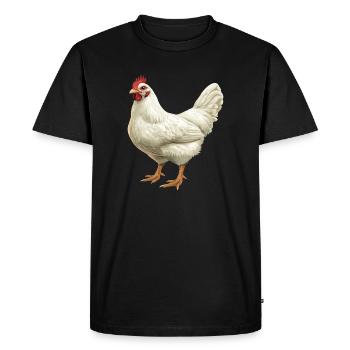 Illustration du motif du poulet blanc - T-shirt Premium bio Homme - noir - Devant - Nico (187cm)