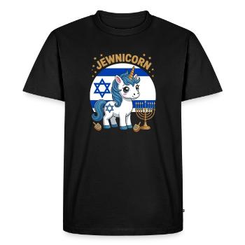 Jewnicorn avec étoiles et bougies - T-shirt Premium bio Homme - noir - Devant - Nico (187cm)