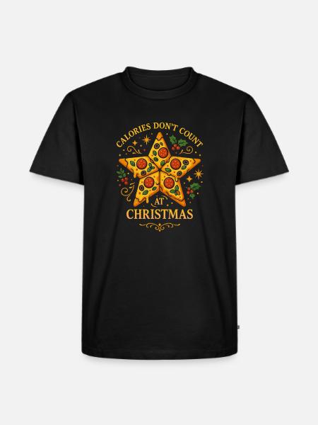 Pizza Christmas – Calories Don't Count - Men's Premium Organic T-Shirt - black