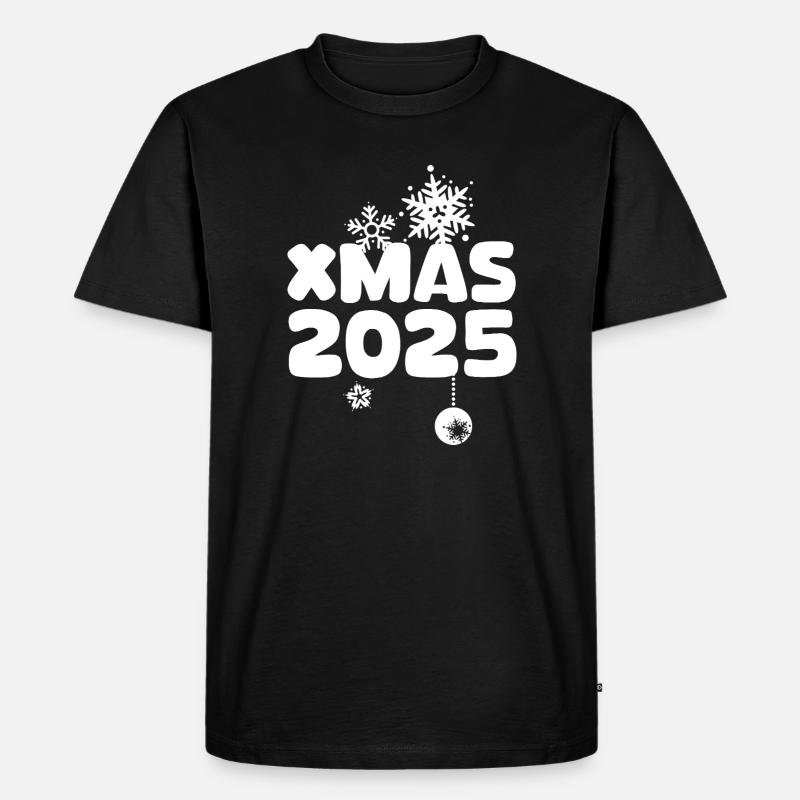 XMAS 2025 mit Schneeflocken Design - Männer Premium Bio T-Shirt - Schwarz