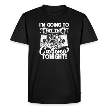 Joueur de casino Je vais au casino ce soir - T-shirt Premium bio Homme - noir - Devant - Nico (187cm)